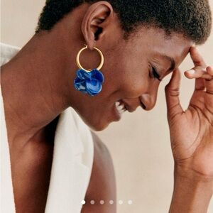 Sezane Flora Hoops Earrings Navy
